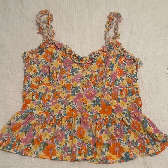 FLORAL Tank Top with Ruffles - Picture 1 of 5